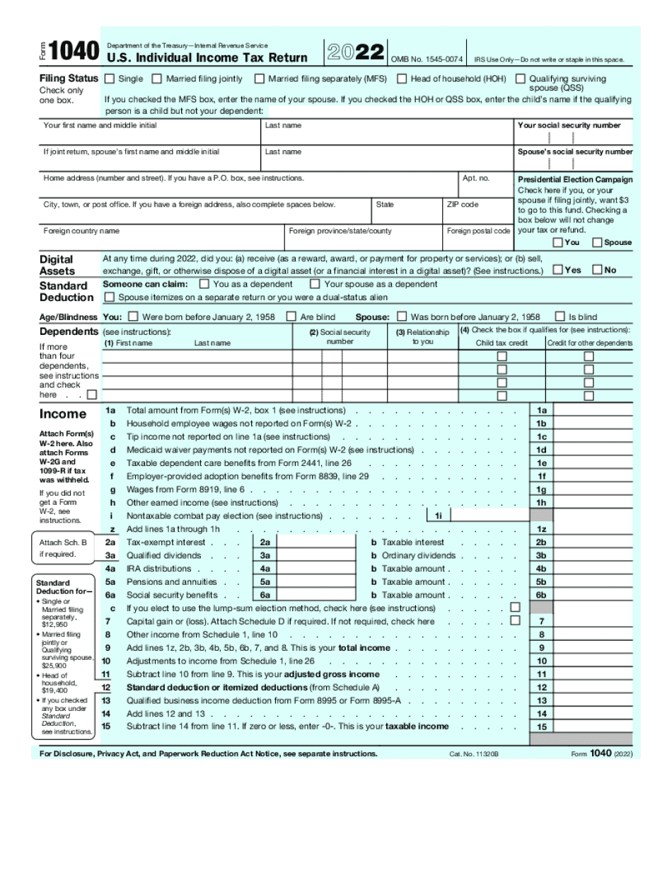 1040 Form 2023 Fillable PDF