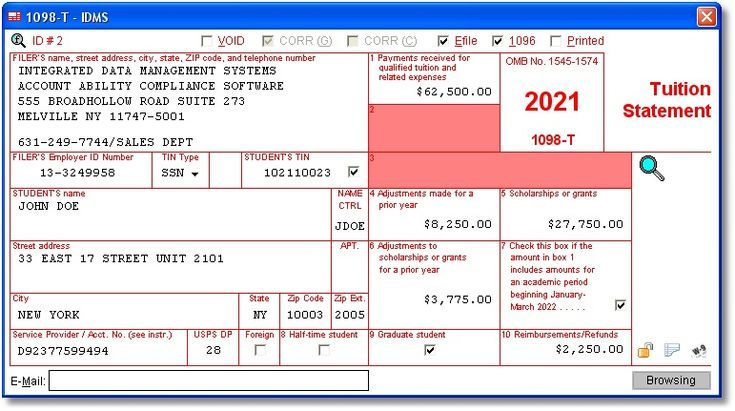 1098 T Software To Create Print And E File IRS Form 1098 T Student