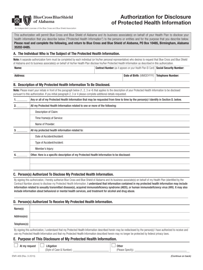 2015 2022 AL BCBS Form ENR 469 Fill Online Printable Fillable Blank