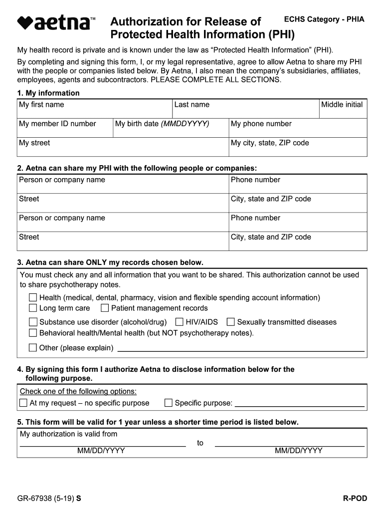 2019 2022 Form Aetna GR 67938 S Fill Online Printable Fillable Blank 