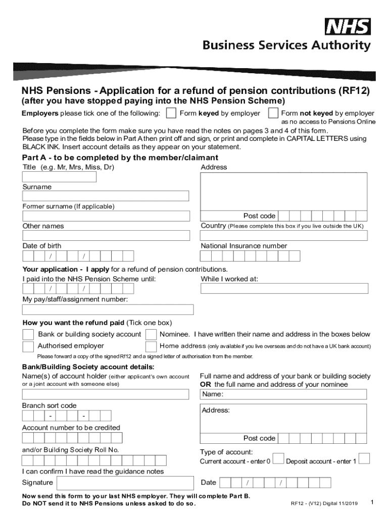 2019 2022 Form UK NHS RF12 Fill Online Printable Fillable Blank