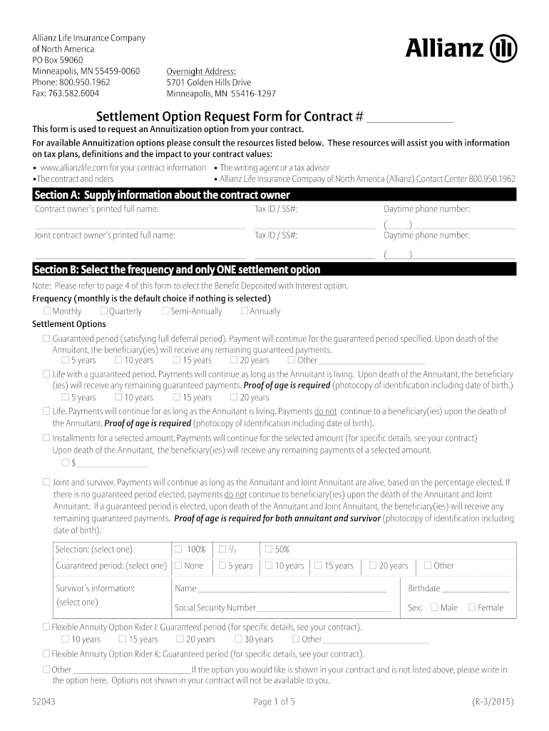 2020 2022 Form Allianz Life S2043 Fill Online Printable Fillable 