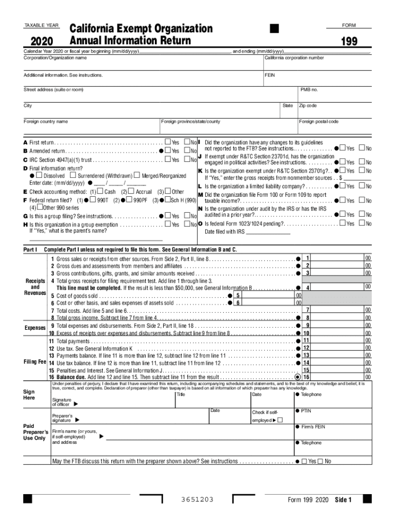 2020 Form CA FTB 199 Fill Online Printable Fillable Blank PdfFiller