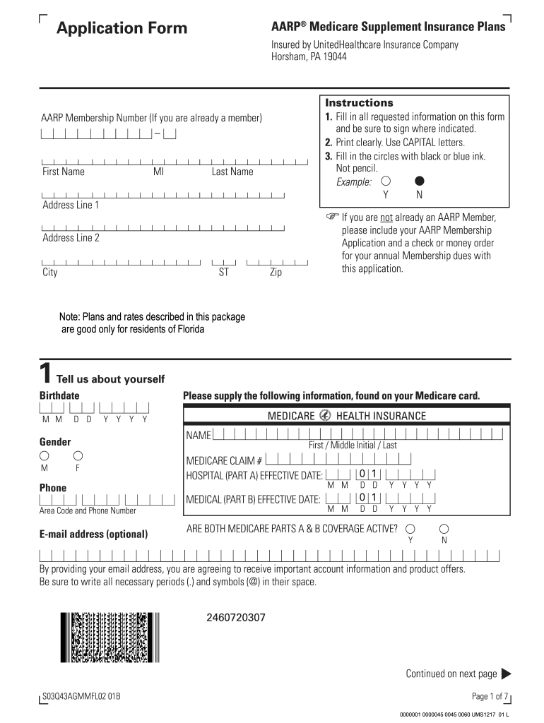 Aarp Supplemental Insurance Application Fill Out And Sign Printable