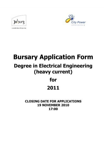 Bursary Application Form City Power Johannesburg