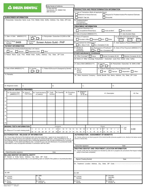 Claim Form Delta Dental Insurance