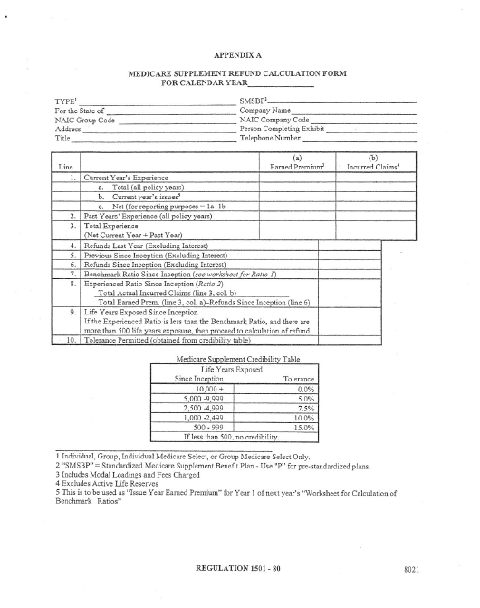 Delaware Medicare Supplement Refund Calculation Form Download Printable 