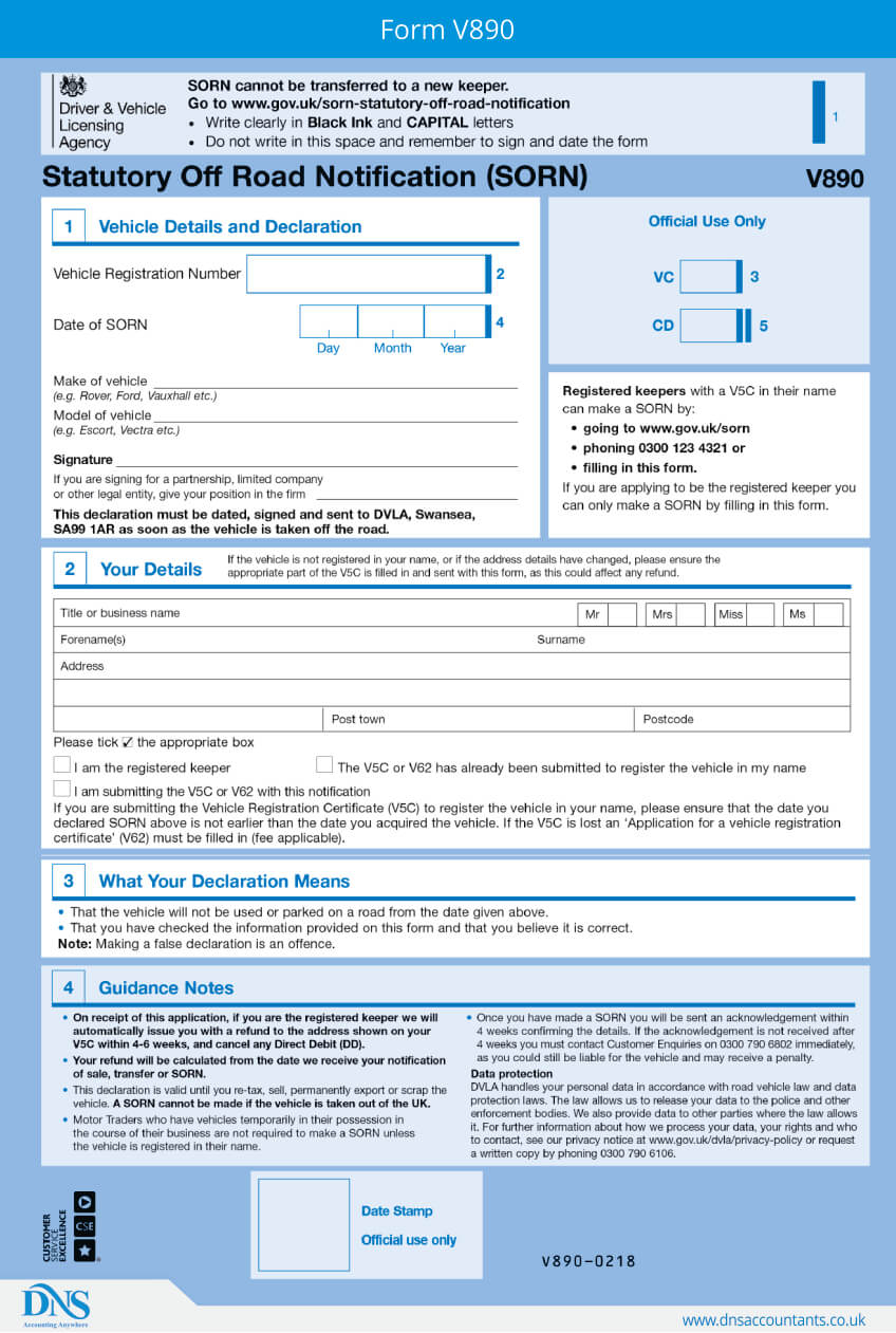 Download Form V890 Get Tax Refund From DVLA DNS Accountants