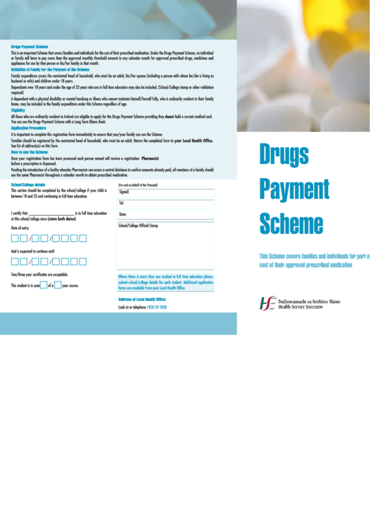 Drug Payment Scheme Application Form Hse Printable Pdf Download