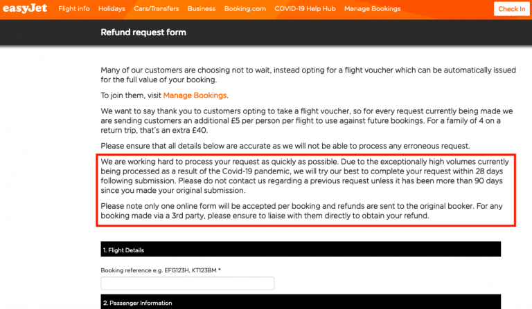 EasyJet Advises Refunds Are Processed Within 28 Days Of Request Please 