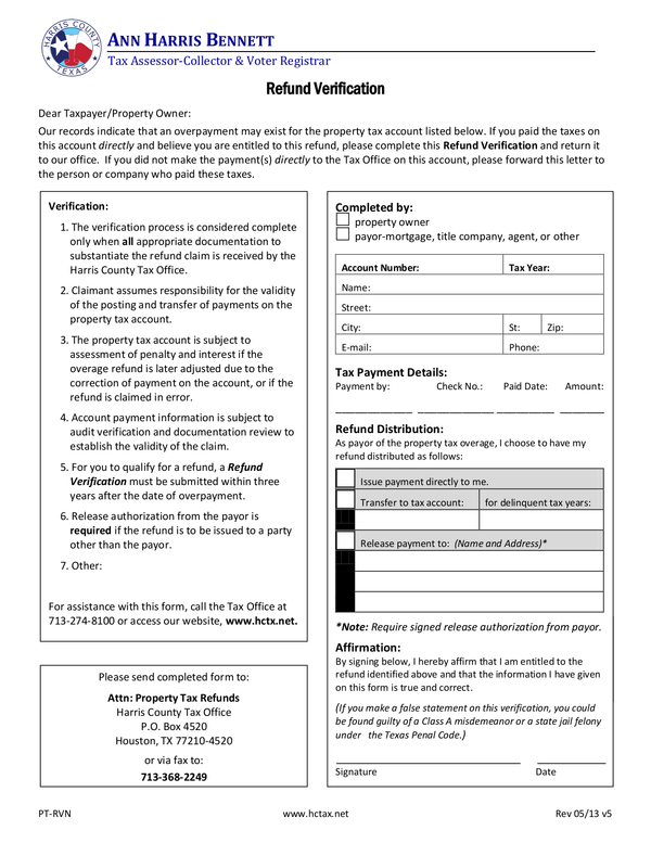 Fill Free Fillable Harris County Tax Office PDF Forms