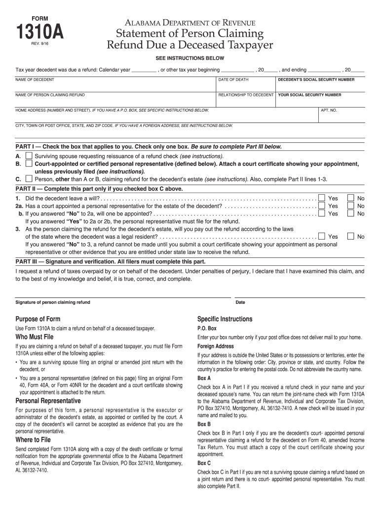 Form 1310a Fillable Fill Online Printable Fillable Blank PdfFiller