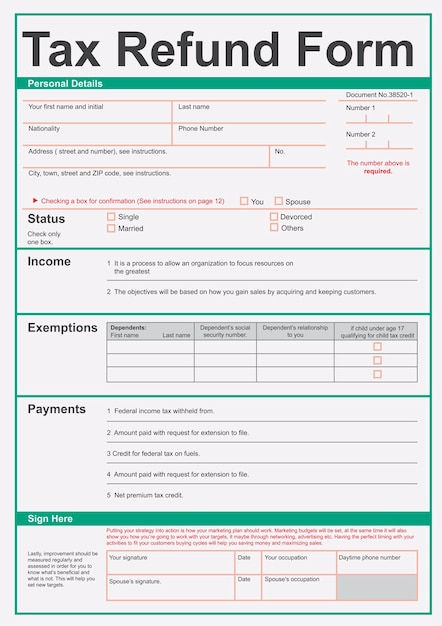 Free Vector Illustration Of Tax Refund Form