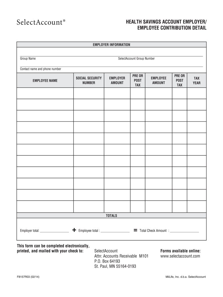 Health Savings Account Contribution Form Fill Online Printable