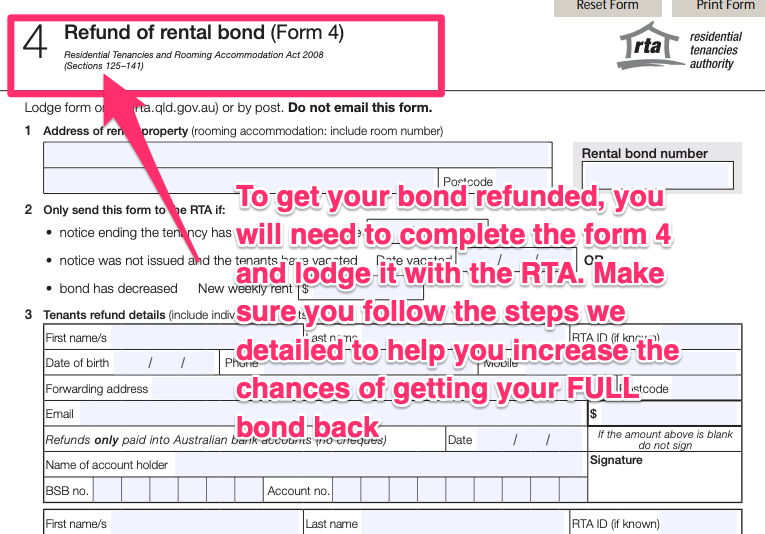 How To Break Lease RTA refund of rental bond form4 1 Lease House 