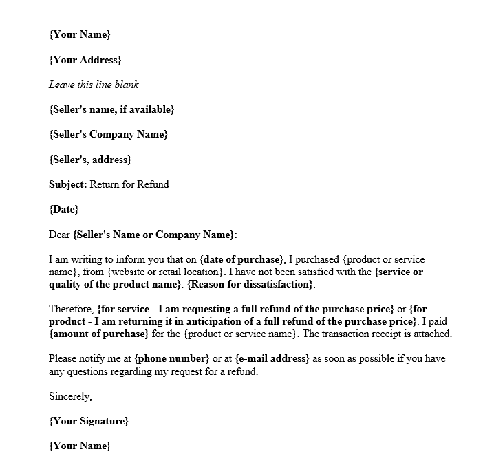 Letter Of Application Letter Of Request For Refund Template Images