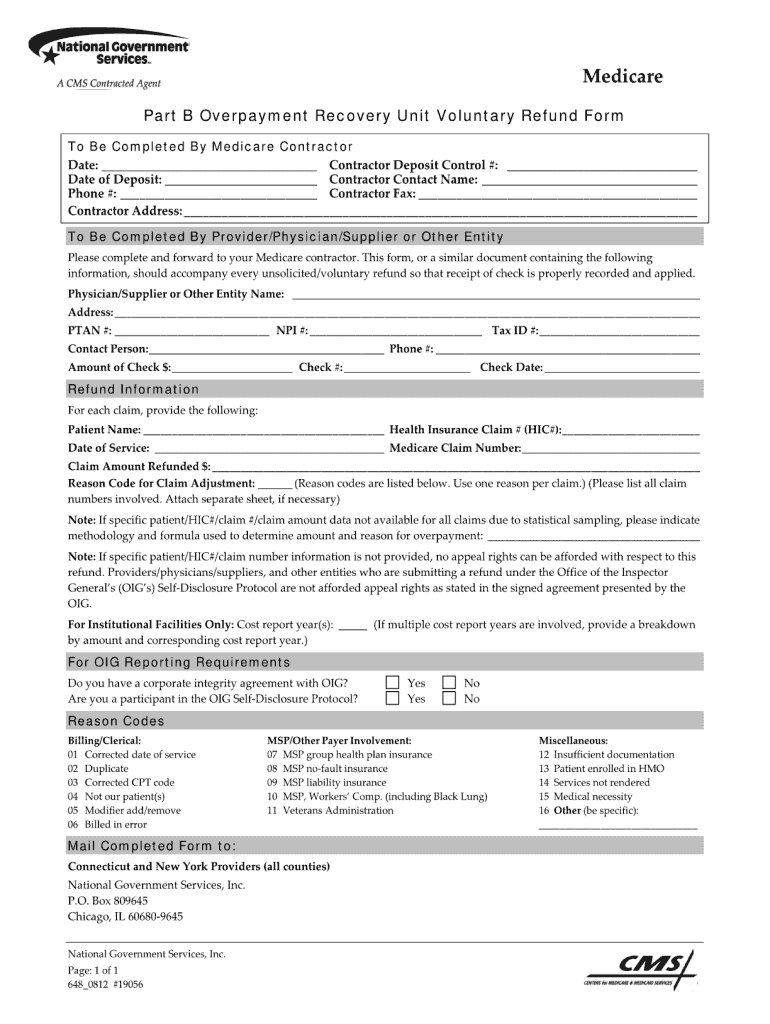 Medicare Refund Form Fill Online Printable Fillable Blank PdfFiller