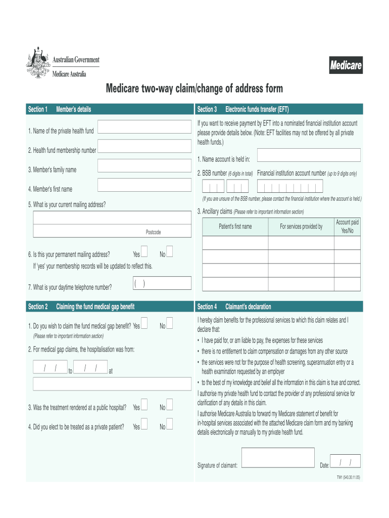 Medicare Two Way Claim Form Fill Out And Sign Printable PDF Template