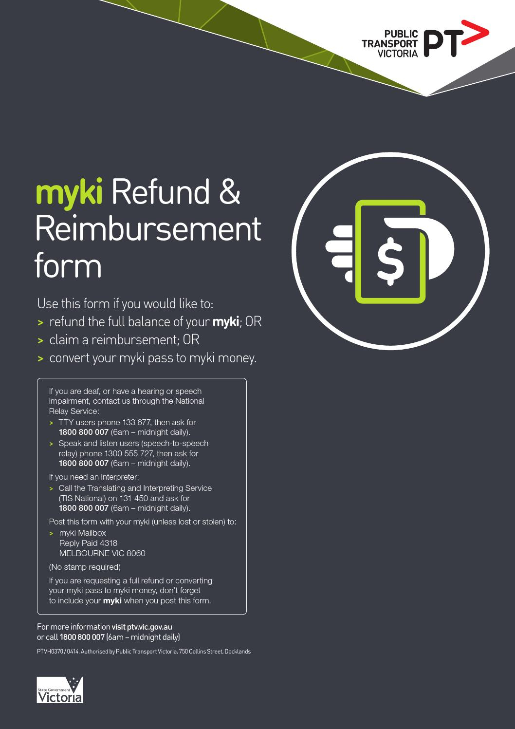 Myki Refund And Reimbursement Form April 2014 By Jaya Kathir Issuu