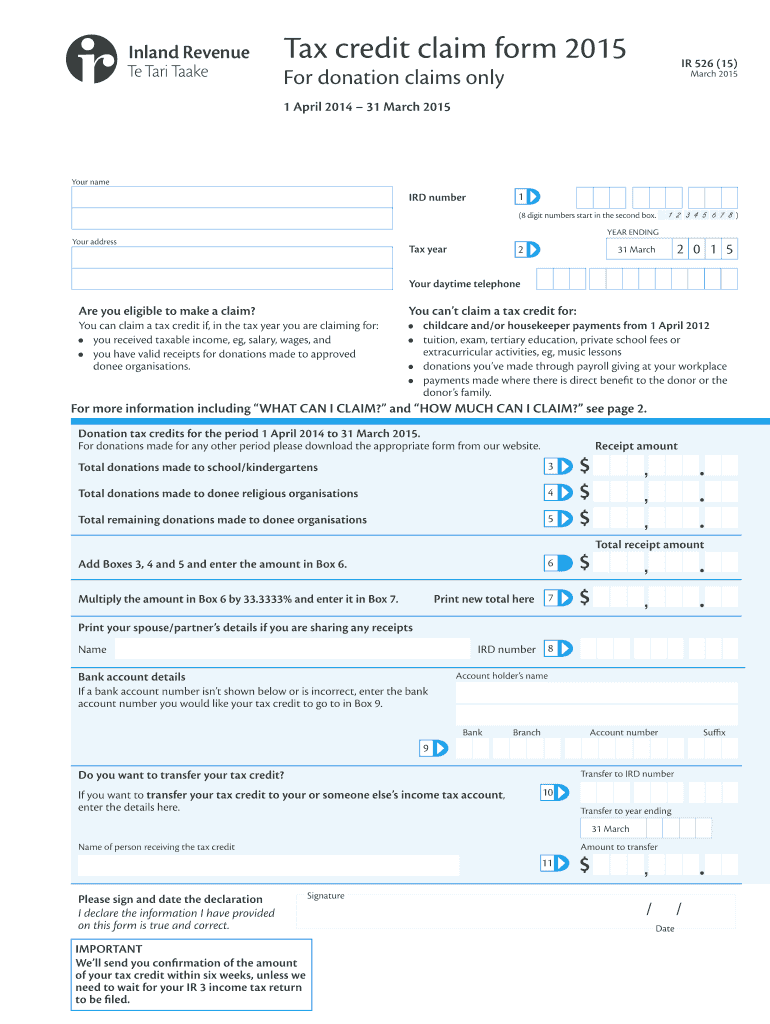 NZ IR 526 2015 Fill And Sign Printable Template Online US Legal Forms