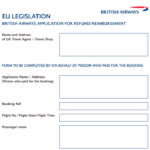 Paid Seating Refund Form British Airways Printable Rebate Form