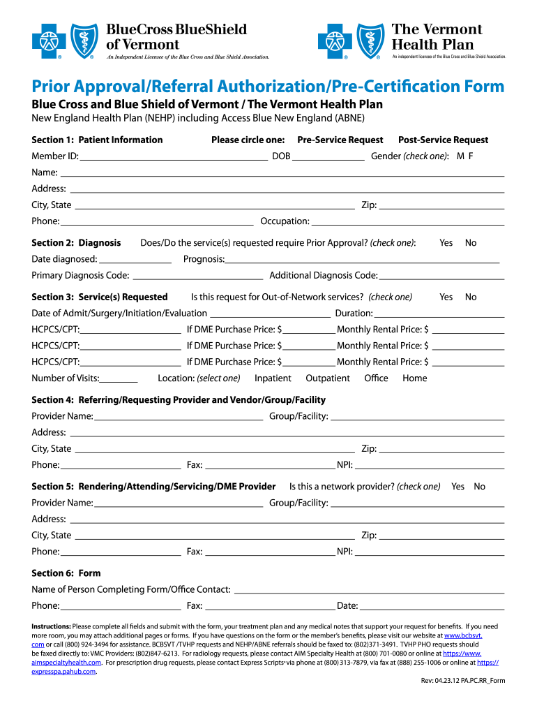 Printable Blue Cross And Blue Shield Precertification Forms Fill Out 