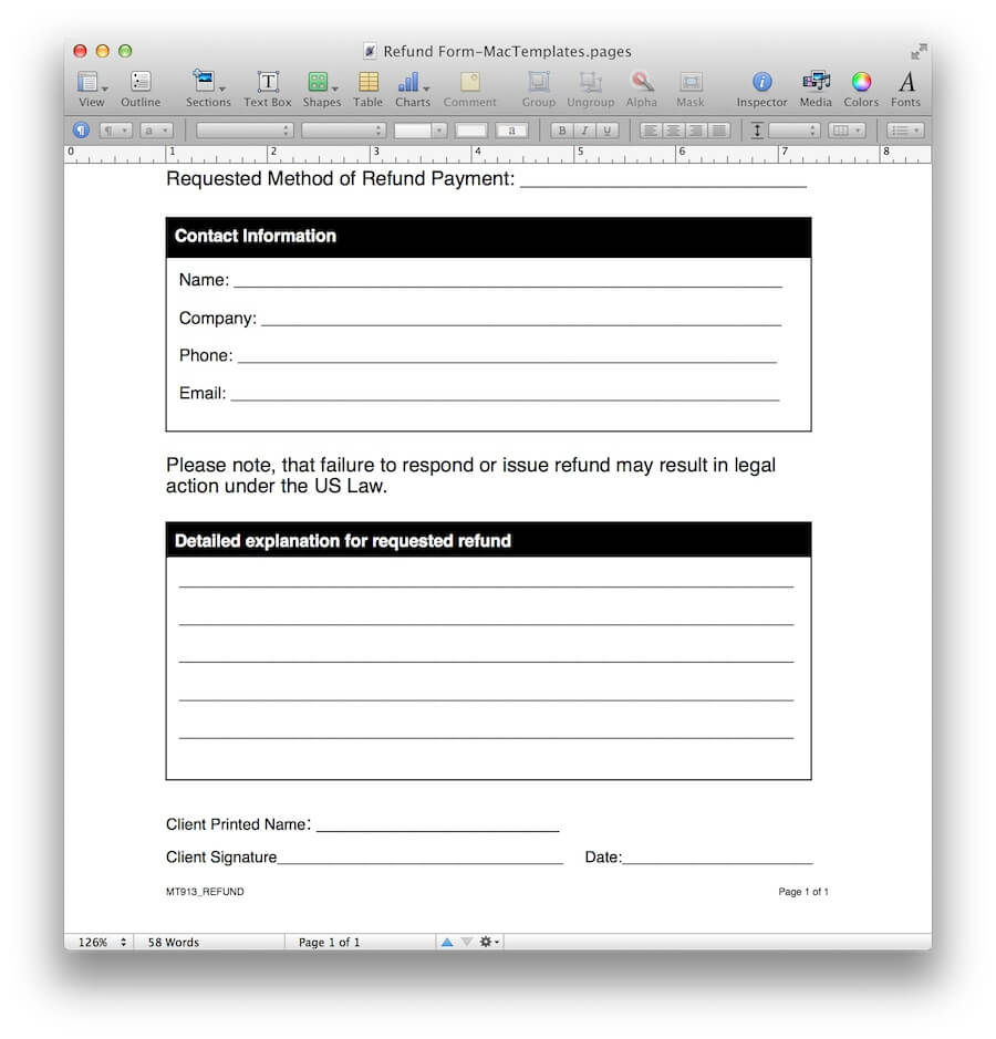 Refund Request Form Template MacTemplates