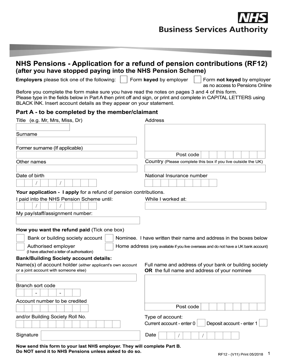 Rf12 Form Printable Blank PDF Online