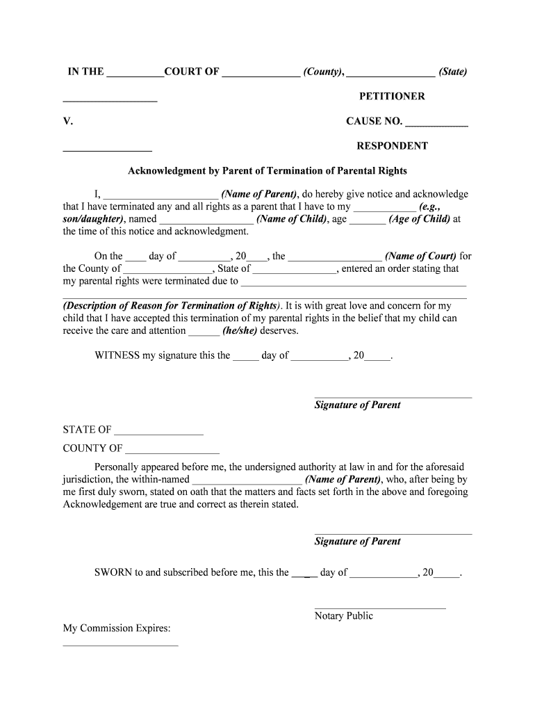 Sign Over Parental Rights Forms South Carolina ParentInfoClub