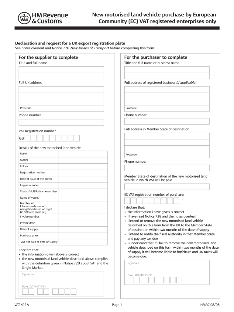 Vat 411 Form Fill Out Sign Online DocHub